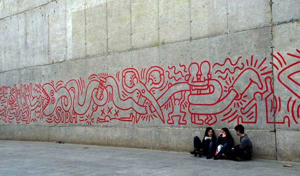 Barcelona Keith Haring Huge Mural in the center of the town